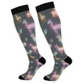 thumbnail image 1 of FORMRS Womens Knee High Socks Casual Long Thick Travel Daily Wear, 2 Pairs, Neon Llamas Pattern, 1 of 6