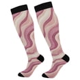 thumbnail image 1 of FORMRS Womens Knee High Socks Casual Long Thick Travel Daily Wear, 2 Pairs, Pink Brown Pattern, 1 of 6