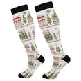 thumbnail image 1 of FORMRS Womens Knee High Socks Casual Long Thick Travel Daily Wear, 2 Pairs, Red Christmas House, 1 of 6