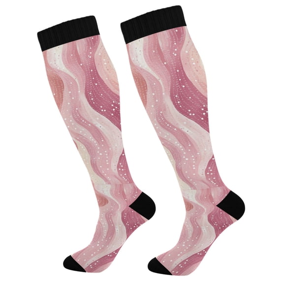 FORMRS Womens Knee High Socks Casual Long Thick Travel Daily Wear, 2 Pairs, Soft Brown Pattern