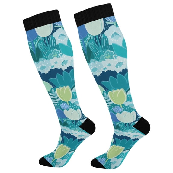 FORMRS Womens Knee High Socks Casual Long Thick Travel Daily Wear, 2 Pairs, Vibrant Cat Pattern
