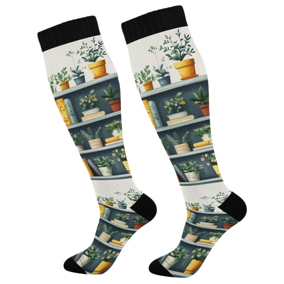 FORMRS Womens Knee High Socks Casual Long Thick Travel Daily Wear, 2 Pairs, White Shelf