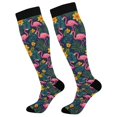 thumbnail image 1 of FORMRS Womens Knee High Socks Casual Long Thick Travel Daily Wear, 2 Pairs, Yellow Floral Flamingo, 1 of 6