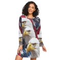 thumbnail image 1 of FORMRS Womens Long Sleeve Nightgowns Crew Neck Sleep Shirt Soft Pajamas Sizes S-3XL, American Eagle Pattern, 1 of 8