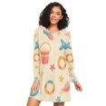 thumbnail image 1 of FORMRS Womens Long Sleeve Nightgowns Crew Neck Sleep Shirt Soft Pajamas Sizes S-3XL, Beach Pattern, 1 of 8
