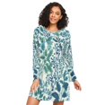 thumbnail image 1 of FORMRS Womens Long Sleeve Nightgowns Crew Neck Sleep Shirt Soft Pajamas Sizes S-3XL, Beautiful Leaves Pattern, 1 of 8