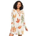 thumbnail image 1 of FORMRS Womens Long Sleeve Nightgowns Crew Neck Sleep Shirt Soft Pajamas Sizes S-3XL, Beige Autumn Leaves, 1 of 8
