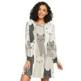 thumbnail image 1 of FORMRS Womens Long Sleeve Nightgowns Crew Neck Sleep Shirt Soft Pajamas Sizes S-3XL, Beige Cute Cats, 1 of 8