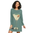 thumbnail image 1 of FORMRS Womens Long Sleeve Nightgowns Crew Neck Sleep Shirt Soft Pajamas Sizes S-3XL, Beige Martini, 1 of 8