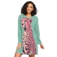 thumbnail image 1 of FORMRS Womens Long Sleeve Nightgowns Crew Neck Sleep Shirt Soft Pajamas Sizes S-3XL, Big Pink Cheetah, 1 of 8