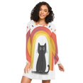 thumbnail image 1 of FORMRS Womens Long Sleeve Nightgowns Crew Neck Sleep Shirt Soft Pajamas Sizes S-3XL, Black Cat Rainbow, 1 of 8