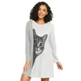 thumbnail image 1 of FORMRS Womens Long Sleeve Nightgowns Crew Neck Sleep Shirt Soft Pajamas Sizes S-3XL, Black Cute Cat, 1 of 8