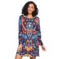 thumbnail image 1 of FORMRS Womens Long Sleeve Nightgowns Crew Neck Sleep Shirt Soft Pajamas Sizes S-3XL, Blue Abstract Eagle, 1 of 8