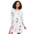 thumbnail image 1 of FORMRS Womens Long Sleeve Nightgowns Crew Neck Sleep Shirt Soft Pajamas Sizes S-3XL, Blue Cartoon Snowmen, 1 of 8