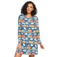 thumbnail image 1 of FORMRS Womens Long Sleeve Nightgowns Crew Neck Sleep Shirt Soft Pajamas Sizes S-3XL, Blue Cute Train Pattern, 1 of 8