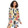 thumbnail image 1 of FORMRS Womens Long Sleeve Nightgowns Crew Neck Sleep Shirt Soft Pajamas Sizes S-3XL, Blue Geometric, 1 of 8