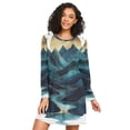 thumbnail image 1 of FORMRS Womens Long Sleeve Nightgowns Crew Neck Sleep Shirt Soft Pajamas Sizes S-3XL, Blue Mountains, 1 of 8