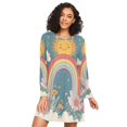thumbnail image 1 of FORMRS Womens Long Sleeve Nightgowns Crew Neck Sleep Shirt Soft Pajamas Sizes S-3XL, Blue Rainbow, 1 of 8