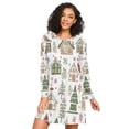 thumbnail image 1 of FORMRS Womens Long Sleeve Nightgowns Crew Neck Sleep Shirt Soft Pajamas Sizes S-3XL, Brown Christmas House, 1 of 8