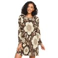 thumbnail image 1 of FORMRS Womens Long Sleeve Nightgowns Crew Neck Sleep Shirt Soft Pajamas Sizes S-3XL, Brown Floral, 1 of 8