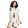 thumbnail image 1 of FORMRS Womens Long Sleeve Nightgowns Crew Neck Sleep Shirt Soft Pajamas Sizes S-3XL, Bunnies and Carrots, 1 of 8