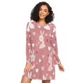 thumbnail image 1 of FORMRS Womens Long Sleeve Nightgowns Crew Neck Sleep Shirt Soft Pajamas Sizes S-3XL, Bunny Love Blooms, 1 of 8