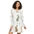 thumbnail image 1 of FORMRS Womens Long Sleeve Nightgowns Crew Neck Sleep Shirt Soft Pajamas Sizes S-3XL, Cartoon Bunnies, 1 of 8