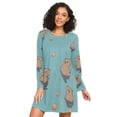 thumbnail image 1 of FORMRS Womens Long Sleeve Nightgowns Crew Neck Sleep Shirt Soft Pajamas Sizes S-3XL, Cartoon Capybaras, 1 of 8