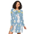 thumbnail image 1 of FORMRS Womens Long Sleeve Nightgowns Crew Neck Sleep Shirt Soft Pajamas Sizes S-3XL, Cartoon Easter Bunnies, 1 of 8