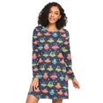 thumbnail image 1 of FORMRS Womens Long Sleeve Nightgowns Crew Neck Sleep Shirt Soft Pajamas Sizes S-3XL, Cartoon Space Cat, 1 of 8