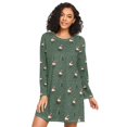 thumbnail image 1 of FORMRS Womens Long Sleeve Nightgowns Crew Neck Sleep Shirt Soft Pajamas Sizes S-3XL, Christmas Forest, 1 of 8