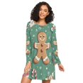 thumbnail image 1 of FORMRS Womens Long Sleeve Nightgowns Crew Neck Sleep Shirt Soft Pajamas Sizes S-3XL, Christmas Gingerbread, 1 of 8