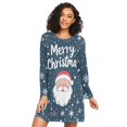 thumbnail image 1 of FORMRS Womens Long Sleeve Nightgowns Crew Neck Sleep Shirt Soft Pajamas Sizes S-3XL, Christmas Santa, 1 of 8