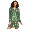 thumbnail image 1 of FORMRS Womens Long Sleeve Nightgowns Crew Neck Sleep Shirt Soft Pajamas Sizes S-3XL, Christmas Tree, 1 of 8