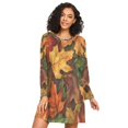 thumbnail image 1 of FORMRS Womens Long Sleeve Nightgowns Crew Neck Sleep Shirt Soft Pajamas Sizes S-3XL, Colorful Autumn Leaves, 1 of 8