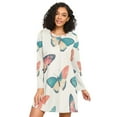 thumbnail image 1 of FORMRS Womens Long Sleeve Nightgowns Crew Neck Sleep Shirt Soft Pajamas Sizes S-3XL, Colorful Butterflies, 1 of 8