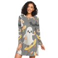 thumbnail image 1 of FORMRS Womens Long Sleeve Nightgowns Crew Neck Sleep Shirt Soft Pajamas Sizes S-3XL, Cute Ghosts, 1 of 8