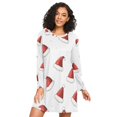 thumbnail image 1 of FORMRS Womens Long Sleeve Nightgowns Crew Neck Sleep Shirt Soft Pajamas Sizes S-3XL, Cute Santa Hats Pattern, 1 of 8