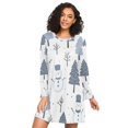 thumbnail image 1 of FORMRS Womens Long Sleeve Nightgowns Crew Neck Sleep Shirt Soft Pajamas Sizes S-3XL, Cute Snowmen, 1 of 8