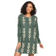thumbnail image 1 of FORMRS Womens Long Sleeve Nightgowns Crew Neck Sleep Shirt Soft Pajamas Sizes S-3XL, Dark Green Leaves, 1 of 8