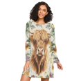 thumbnail image 1 of FORMRS Womens Long Sleeve Nightgowns Crew Neck Sleep Shirt Soft Pajamas Sizes S-3XL, Floral Cow, 1 of 8