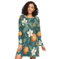 thumbnail image 1 of FORMRS Womens Long Sleeve Nightgowns Crew Neck Sleep Shirt Soft Pajamas Sizes S-3XL, Floral Orange Pattern, 1 of 8