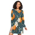 thumbnail image 1 of FORMRS Womens Long Sleeve Nightgowns Crew Neck Sleep Shirt Soft Pajamas Sizes S-3XL, Floral Oranges, 1 of 8