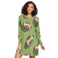 thumbnail image 1 of FORMRS Womens Long Sleeve Nightgowns Crew Neck Sleep Shirt Soft Pajamas Sizes S-3XL, Game Day Footballs, 1 of 8