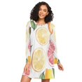 thumbnail image 1 of FORMRS Womens Long Sleeve Nightgowns Crew Neck Sleep Shirt Soft Pajamas Sizes S-3XL, Grapefruit Slices, 1 of 8