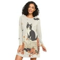 thumbnail image 1 of FORMRS Womens Long Sleeve Nightgowns Crew Neck Sleep Shirt Soft Pajamas Sizes S-3XL, Gray Cartoon Halloween Cat, 1 of 8