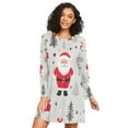 thumbnail image 1 of FORMRS Womens Long Sleeve Nightgowns Crew Neck Sleep Shirt Soft Pajamas Sizes S-3XL, Gray Christmas Santa, 1 of 8