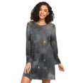 thumbnail image 1 of FORMRS Womens Long Sleeve Nightgowns Crew Neck Sleep Shirt Soft Pajamas Sizes S-3XL, Gray Sky Pattern, 1 of 8