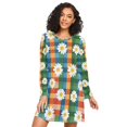 thumbnail image 1 of FORMRS Womens Long Sleeve Nightgowns Crew Neck Sleep Shirt Soft Pajamas Sizes S-3XL, Green Checkered Daisy, 1 of 8