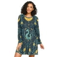 thumbnail image 1 of FORMRS Womens Long Sleeve Nightgowns Crew Neck Sleep Shirt Soft Pajamas Sizes S-3XL, Green Dragon Flowers, 1 of 8